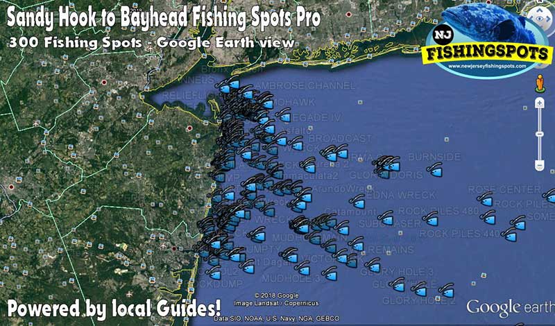 Sandy Hook to Bayhead New Jersey GPS Fishing Spots