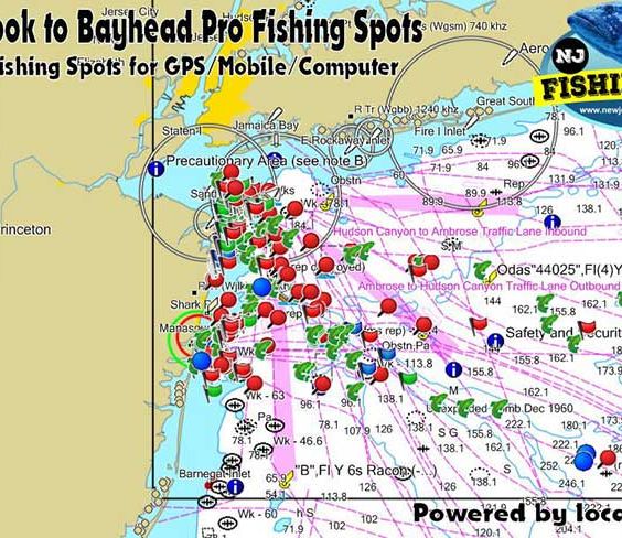 New Jersey Fishing Spots Maps for iPhone, Android with NOAA Charts